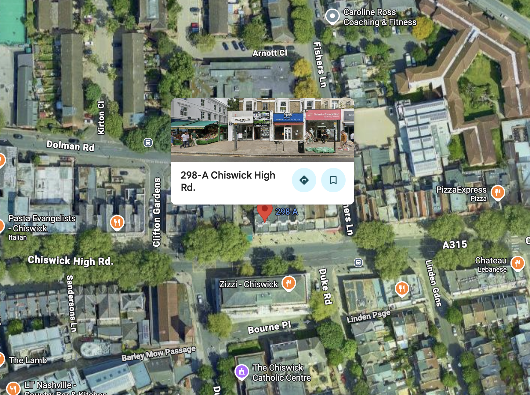Map to 298-A Chiswick High Rd